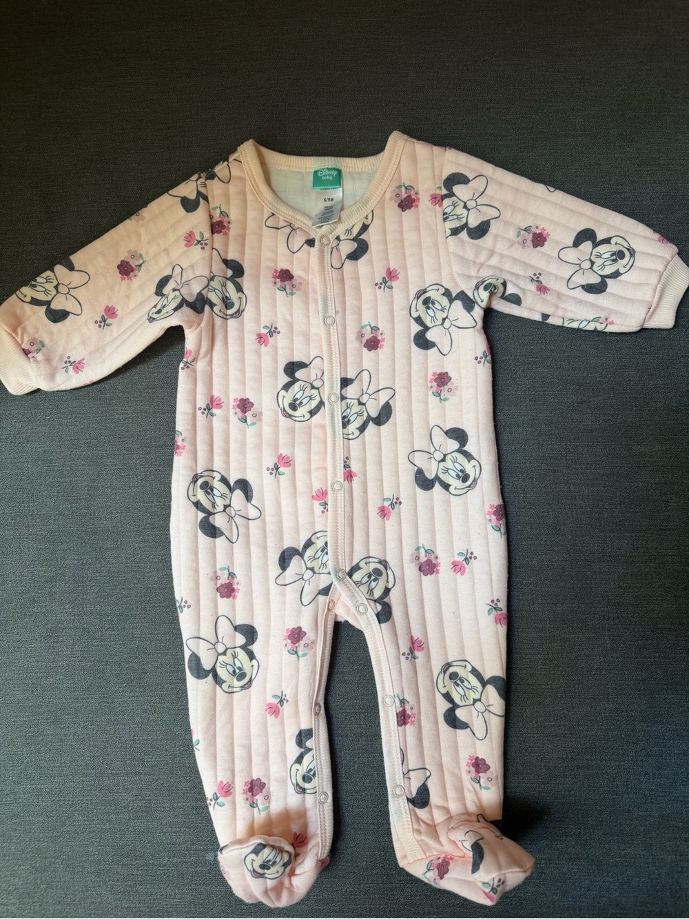Girls Pink Quilted Minnie Pajamas/One-piece